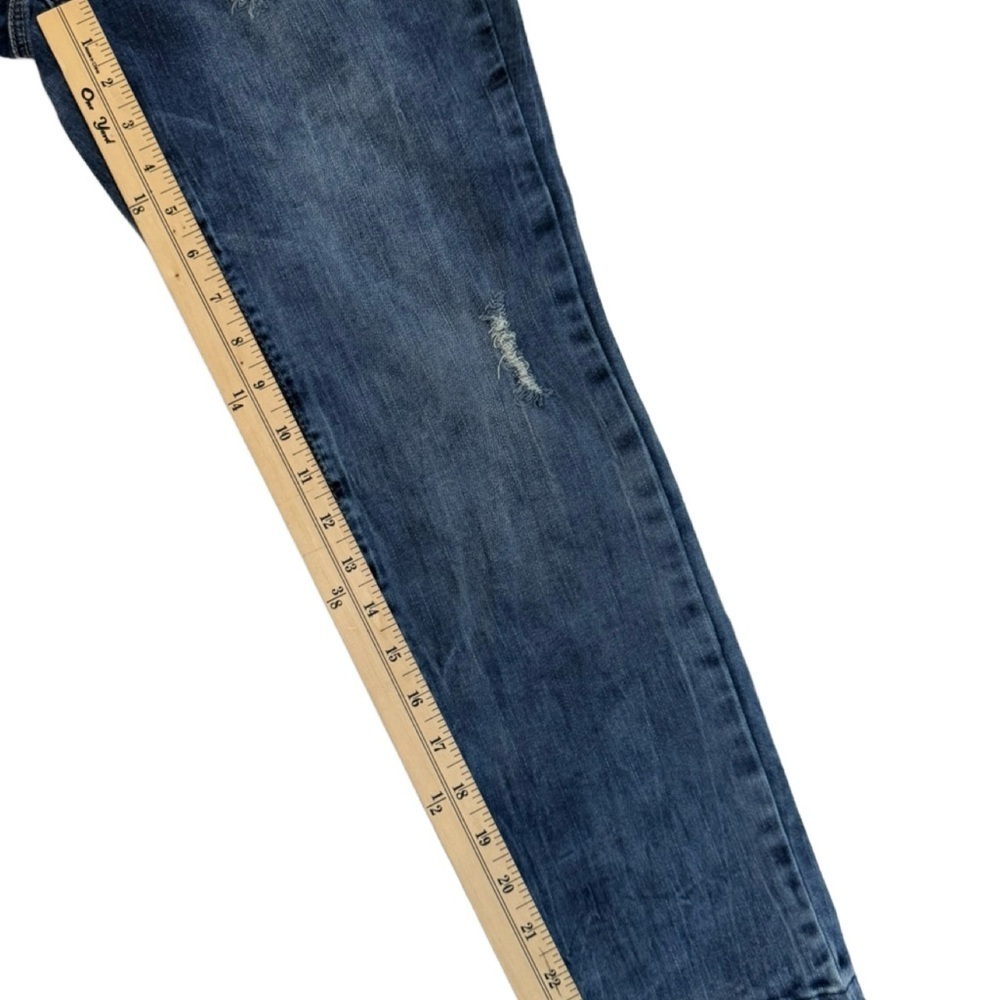 White House Black Market Taw hem Distressed Blue Skinny Jeans. 6 - Picture 4 of 6